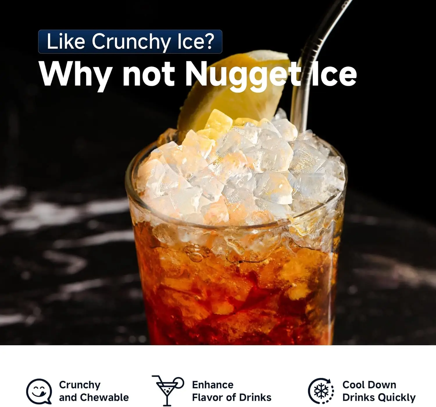 Nugget Makers Countertop, Pebble Maker Machine with 34lbs/24H Soft , Self-Cleaning Sonic Ice Maker with Ice Scoop&Bas 2