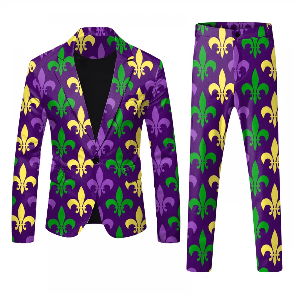 Men Suit Coat One Buttton Notched Lapel Floral Suit Blazer Pant Men Party Luxury Design Causal Fashion Slim Fit Blazer for