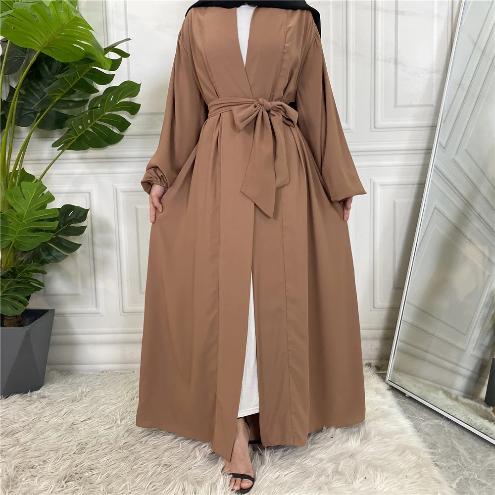 

Eid Ramadan Open Abaya Muslim Women Maxi Dress Turkey Dubai Islam Robe Belted Arab Cardigan Kimono Jalabiya Morocco Caftan Gowns