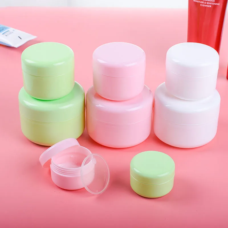 

20Pcs 10g/20g/50g/100g Plastic Empty Makeup Pot Refillable Sample bottles Face Cream Jar Packing Container Travel Bottle
