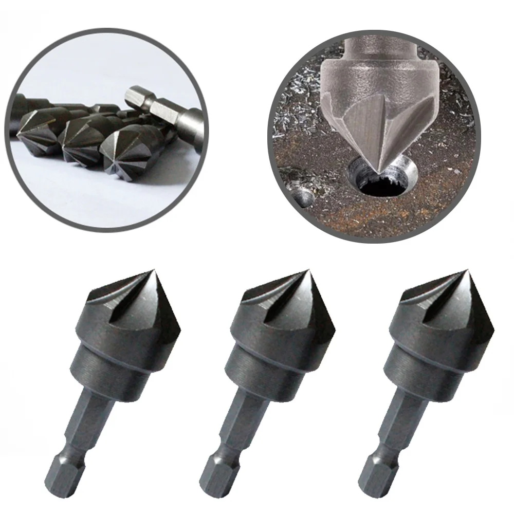 Countersink Drill Bit 6 Flute 90 Degree Point Angle Chamfer Cutting Woodworking Tool