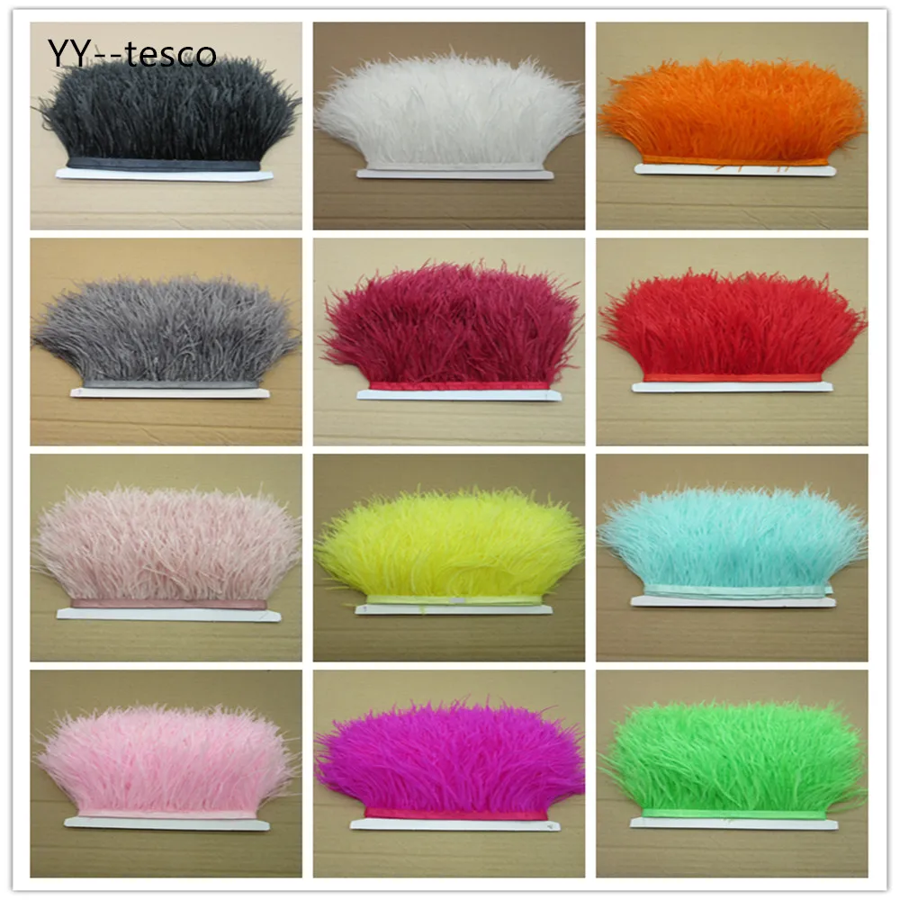 

2018 New! Wholesale high quality 50 meters ostrich feather ribbon, feather length 8-11cm / DIY clothing accessories