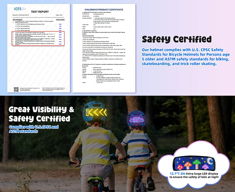 Description Picture 6 of itemKids Bike Helmet, Kids Boys Girls Bike Helmets with LED Display Children Multi-Sport for Skating Cycling Scooter Skateboard