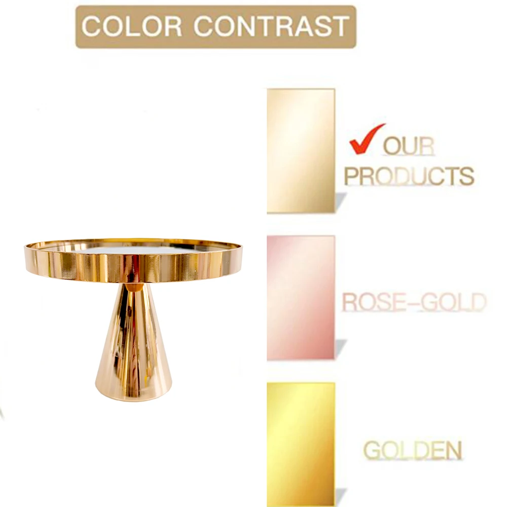 1Pcs Gold Cake Stand Round Cake Stand Mirror Dessert Table Display Set for Wedding Event Birthday Party Dessert Table