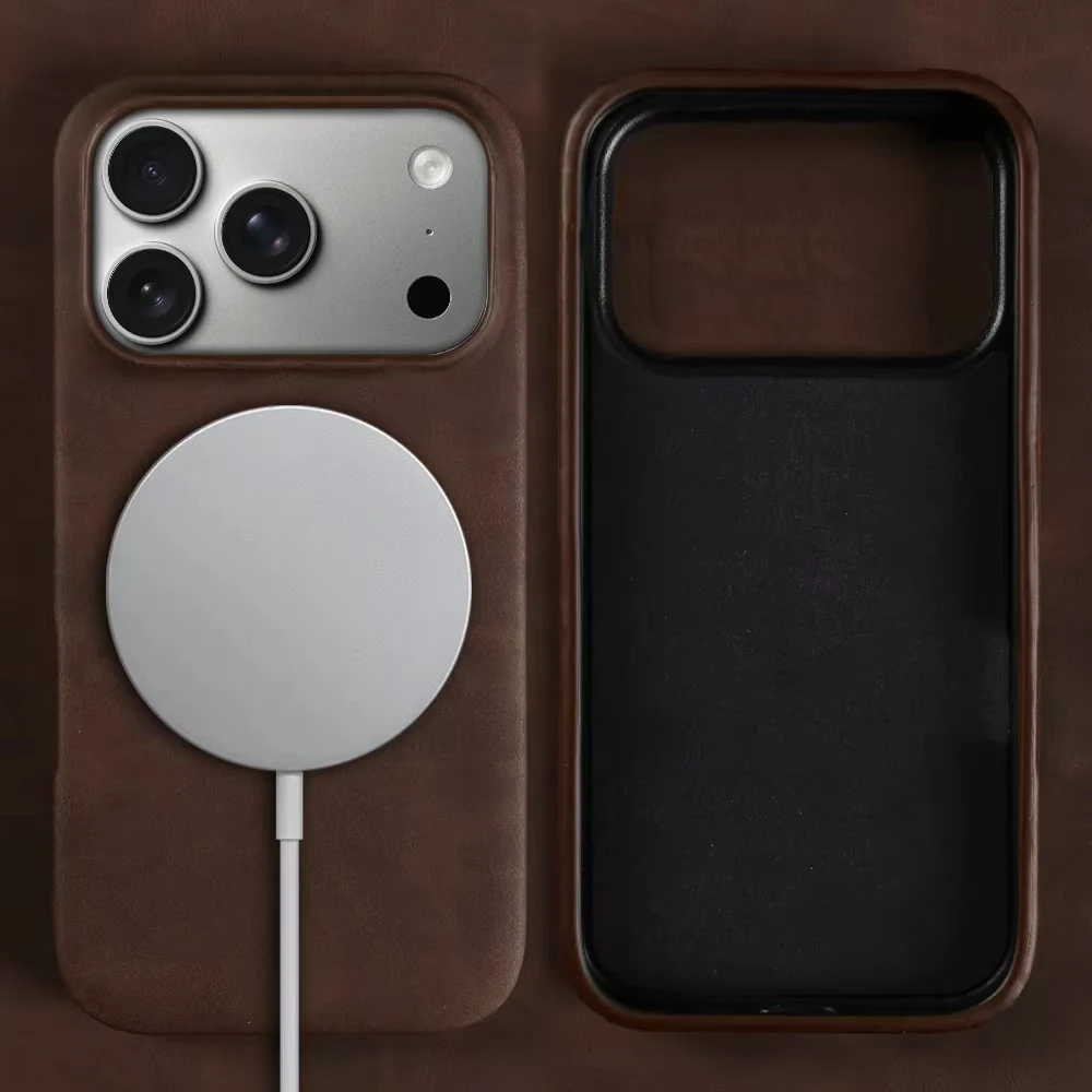 Magnetic Leather Phone Case For iPhone 17 16 15 14 Plus 13 12 11 Pro Max Luxury Business Retro MagSafe Wireless Charging Cover