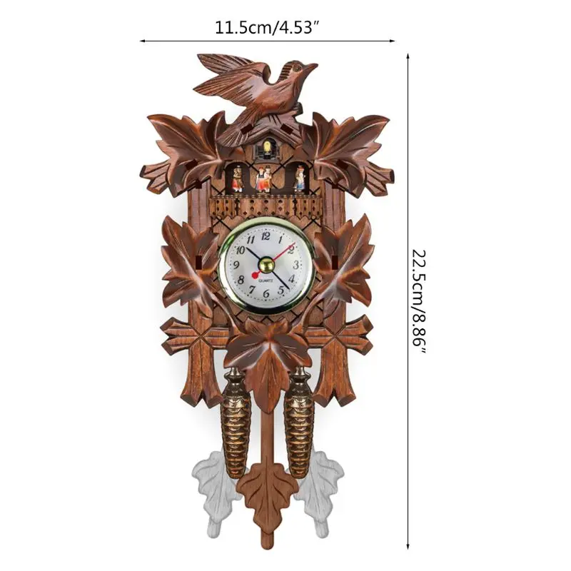 Antique Wood Cuckoo Wall Clock Bird Time Bell Swing Alarm Watch Home Decoration Dropshipping