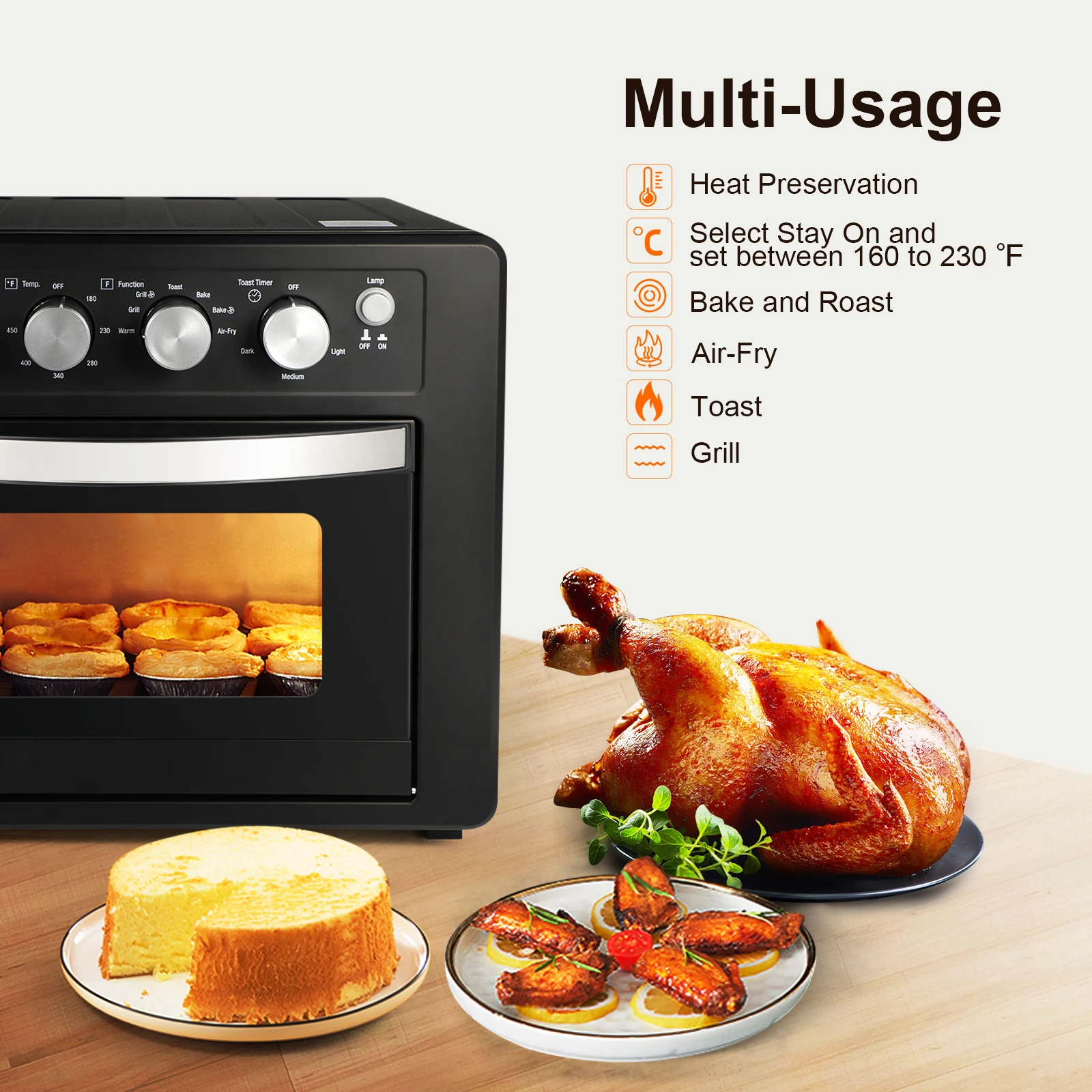 Simple Deluxe Air Fryer Oven, Toaster Oven Air Fryer Combo, Family Size Air Fryer Oven, 6 Accessories Included , 25L Large Capac