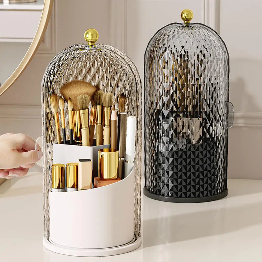 Makeup Brush Holder 360° Rotating Lipstick Eyebrow Pencil Holder Eye Shadow Storage Box Luxury Cosmetics Storage Box With Lid 3