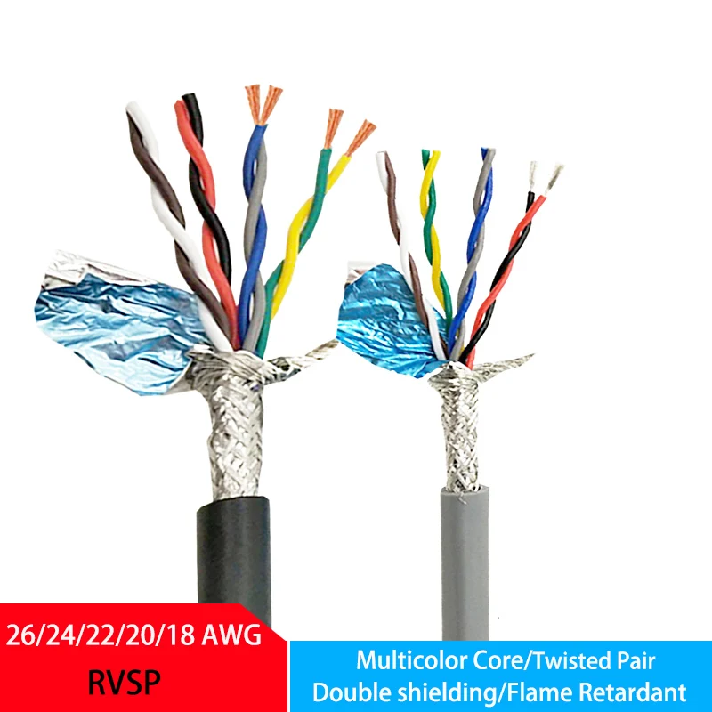 Rvsp Par Trançado Blindado Cable2 Núcleo 26 24 22 20 18awg Rs485 Controle de Sinal Fio Cabo de Áudio Monitor do Cabo de Alimentação 5m