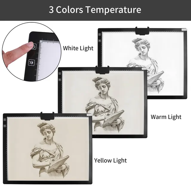 TSOCOS Caja De Luz A3 Para Dibujar Y Pintar - 6000 Lux, 6 Niveles Brillo, 3 Colores, Con Imanes Y Botones Laterales