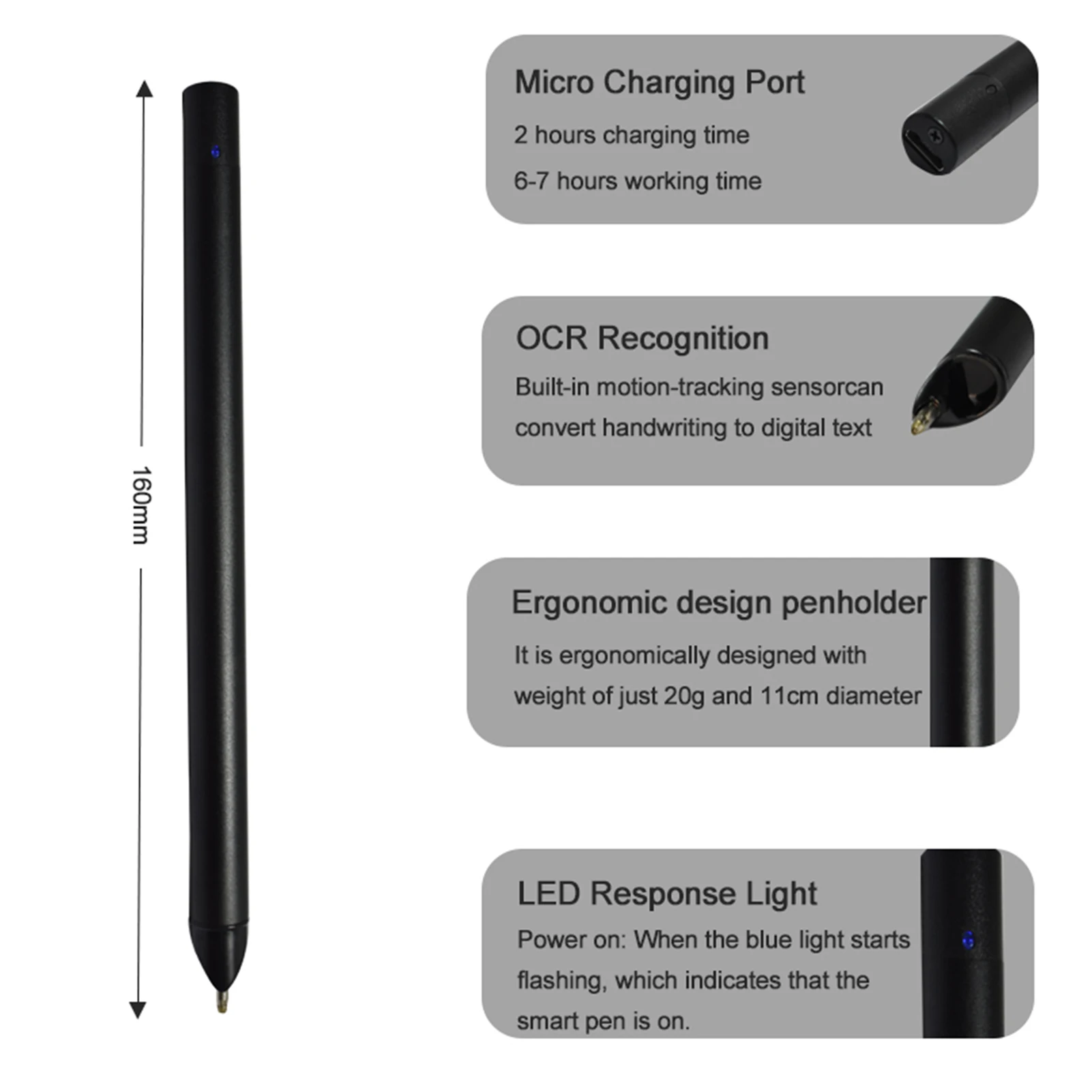노트북 디지털 펜 스마트 펜 쓰기 세트에는 Smartpen Smart A5 PU 가죽 노트북 및 재사용 가능한 쓰기 태블릿 및 B5 용지가 포함되어 있습니다.