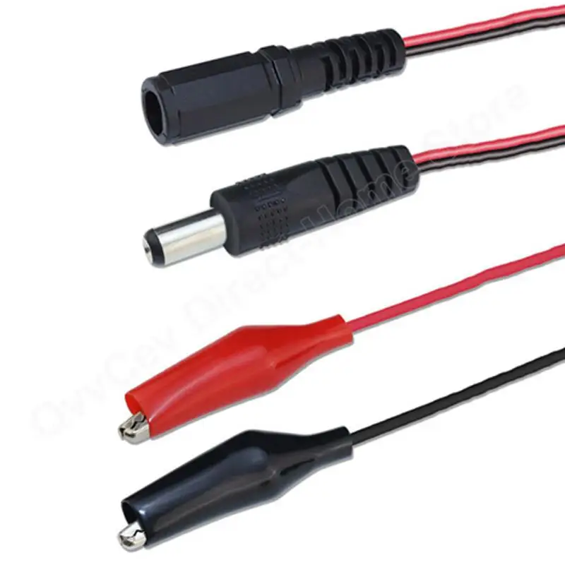 2 Alligator Clip to 1 Male Female DC Power Plug Connector Adapter Wire DC 5.5*2.1mm Clips Crocodile Test Leads alligator clips electric test clamp test probes test clip