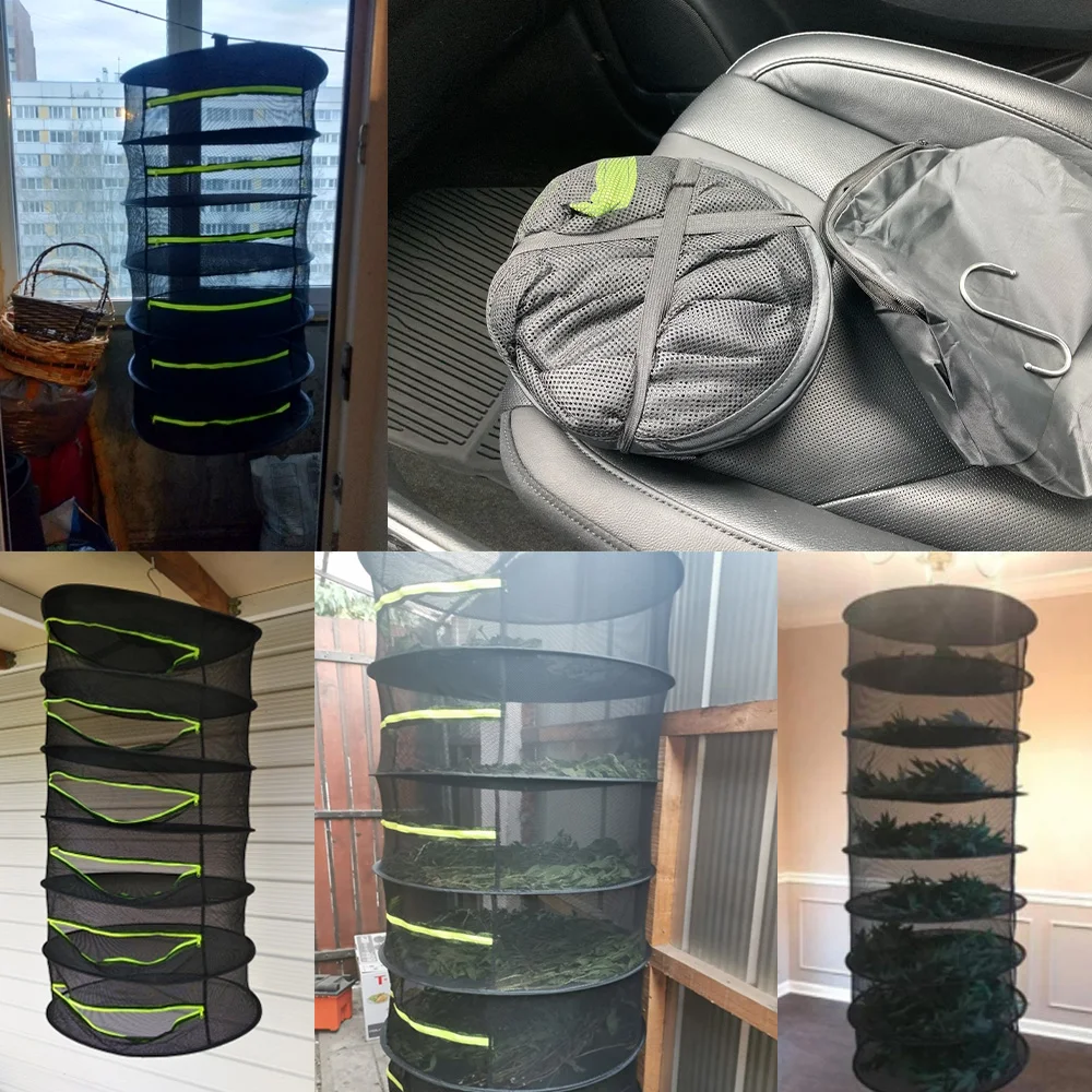 Layers Drying Net for Herbs Folding Dry Rack Dryer Mesh Bag Herb Drying Net with Zipper For Flowers Buds Plants Hanging Basket 3