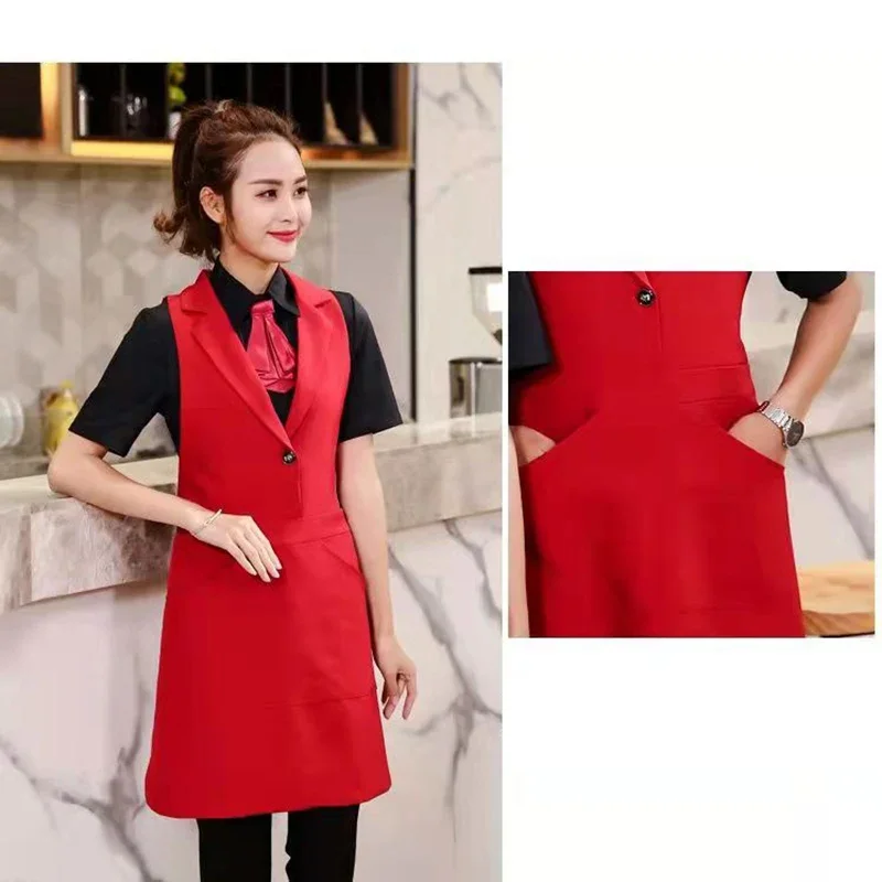 Kitchen Apron Cooking Apron Fashion Suit Collar Waiter Server Kitchen Apron Household Cleaning Women Men Overalls Pinafore Sleeveles Cooking Bib Accessories kitchen apron,cooking apron