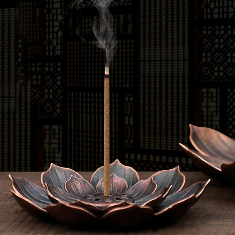 Meditation Buddha Sandalwood Stick Holder Burner Round Dish Lotus Flower Catcher Plate Incense Holders Home Decor kadzidełka 1