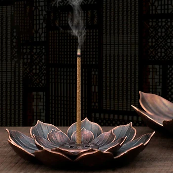 Meditation Buddha Sandalwood Stick Holder Burner Round Dish Lotus Flower Catcher Plate Incense Holders Home Decor kadzidełka 1