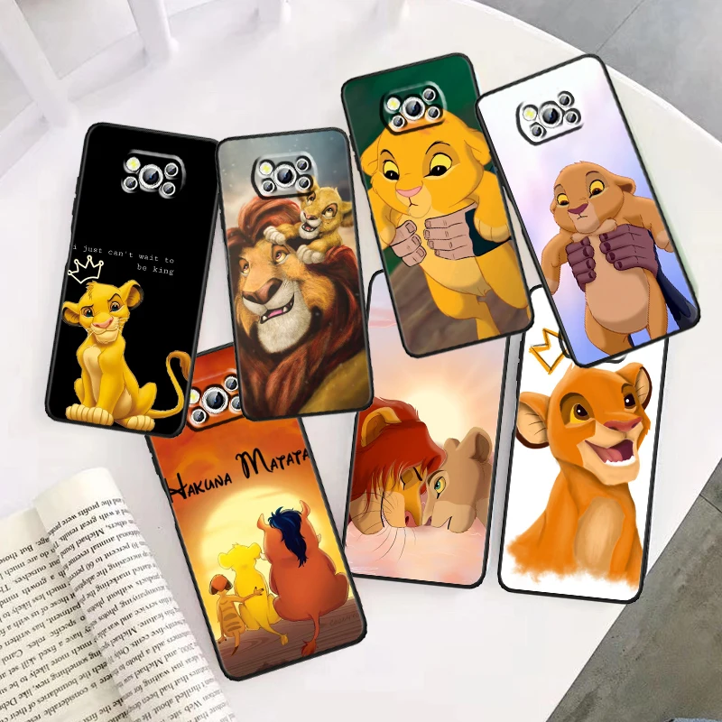 The Lion King Anime Per Xiaomi Mi Poco F5 F4 F3 F2 X5 X4 X3 M6 M5 M5S M4 M3 C40 Pro Gt Nfc 5G Custodia Nera Per Telefono