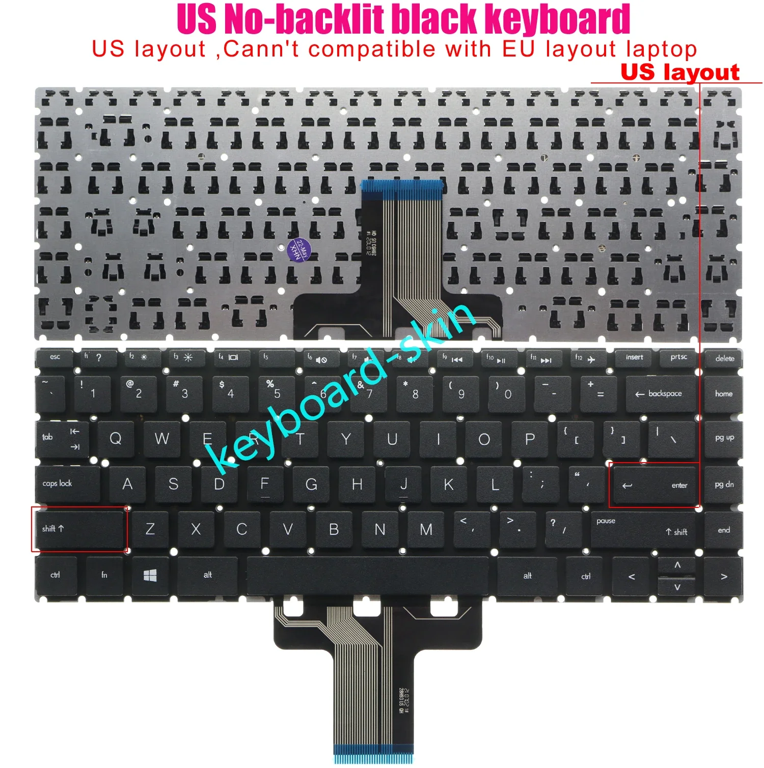 

New US keyboard black No-frame No-backlit for HP 14t-dh 14-DK 14-DR 14s-DR 14-dq 14s-dq TPN-I131 240 G7 245 G7 246 G7 laptop