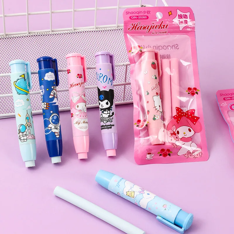Cartoon Retractable Press Eraser Student Stationery Kindergarten School Children Special Cute Creative Rubber Stationery Supply