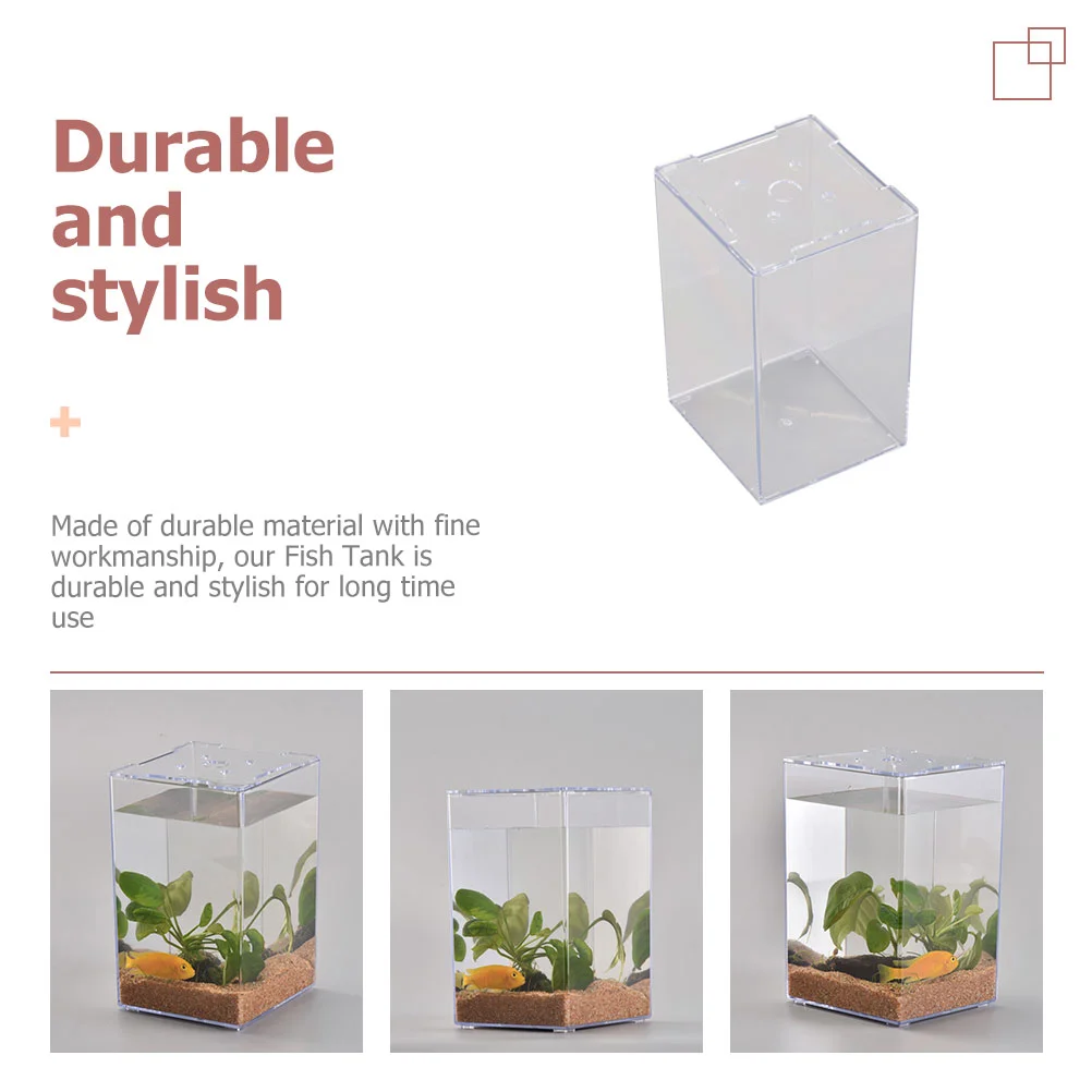 Fish Aquarium Durable Acrylic Betta Fish Tank Mini Aquarium Desktop Container Box Fish Accessory Small Tank Decorative Pet