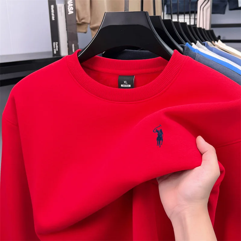 Designer brand men's round neck sportswear autumn new item thickened warm luxury pony print loose casual Paul pullover 3
