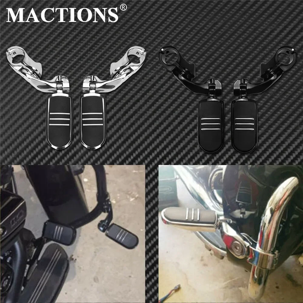 Motorcycle Foot Pegs Highway Pedals Footrest 32mm 1-1/4" Footrest Mount Kits For Harley Touring Road Electra Street Glide FLHR