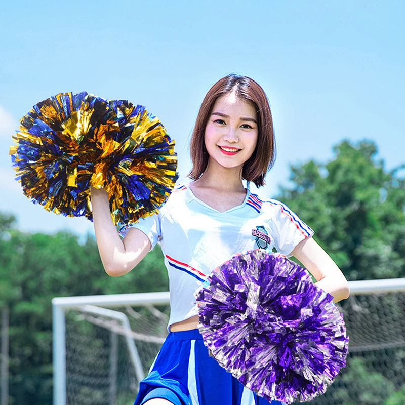 1Pc 30CM Game Pom Poms With Handle Cheerleading Cheering Ball Sports Match Vocal Dance Party Concert Decorator Come On Props