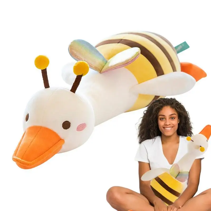 Duck Plush Stuffed Lovely Duck Bee Toy For Girls Household Ornamental Cushion Duck Pillow For Living Room Bedroom Children's inflatable sofa single player football inflatable seat bean chair inflatable stool lovely tatami lazy living room sofas set