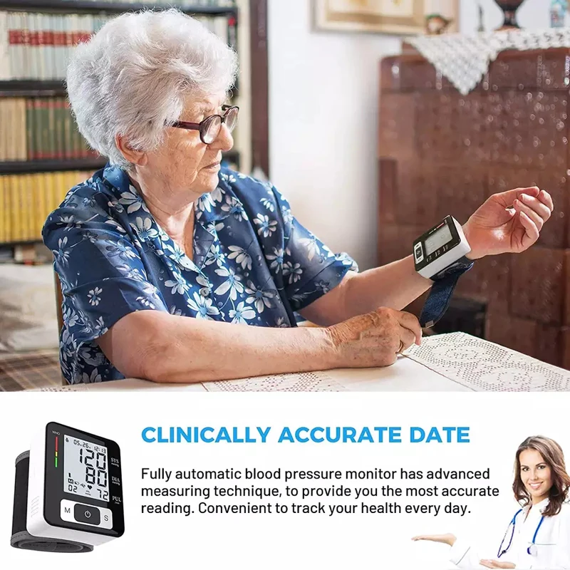 Digital Wrist Automatic Blood Pressure Measuring Monitor Meter Manometer Portable BP Sphygmomanometer Arterial Pressure Machine