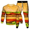 Hamburger Cucumber 3D Print Men's Sportswear Set Casual Long-Sleeved T Shirt Pants 2-Piece Set Oversized Pullover Men Clothing 4