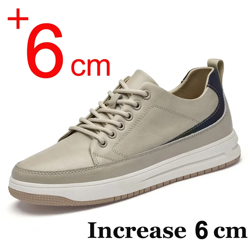 New Men Sneakers Elevator Shoes Comfortable Leather Heightening Shoes For Men Insole 6cm Heels Casual Lift Height Man casual sneakers leather shoes leather sneakers