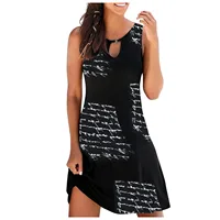 Summer Dress Women Casual Fashion Print Keyhole Neckline Sleeveless A-line Sexy Mini Dresses for women 2022 Beach Sundress - Image 4