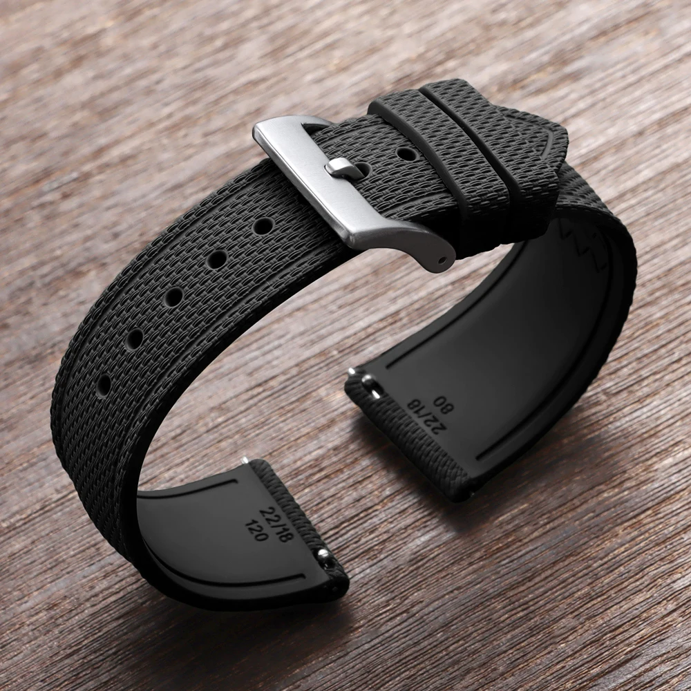 Braided FKM Rubber Quick-Release Sport Watch Strap