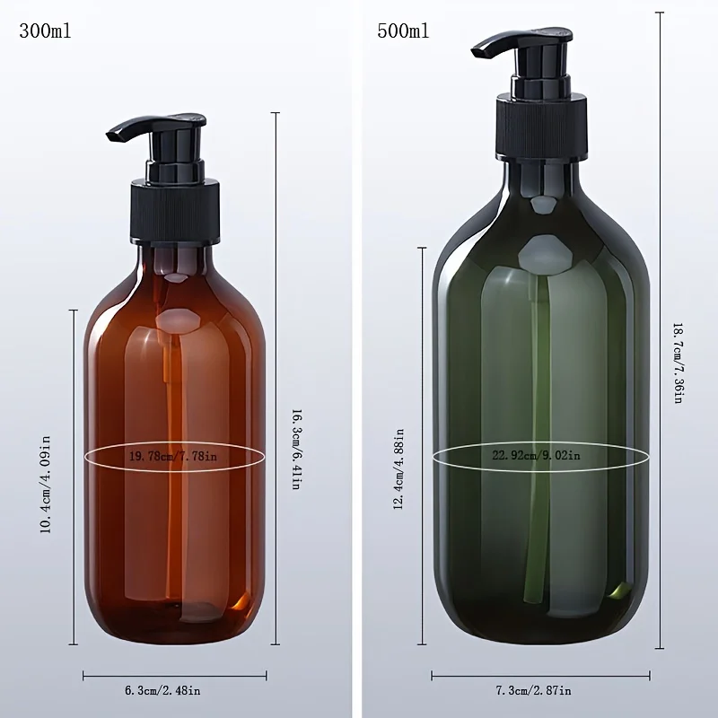 1pc 300ML 500ML 욕실 비누 디스펜서 앰버 샴푸 로션 컨테이너 프레스 펌프 목욕 비누 젤 화장품 용 리필 용 병