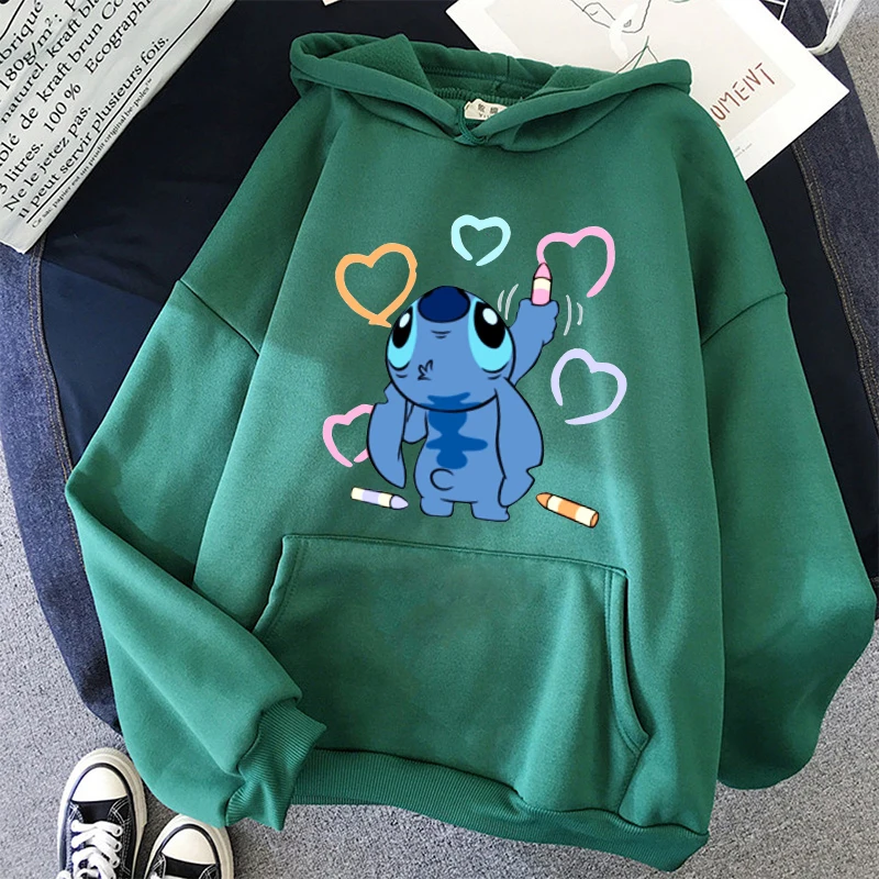 thumbnail image 1 of Sudaderas con capucha de Disney Stitch para mujer, sudadera Harajuku de los 90, ropa de calle de Manga, Unisex, 1 of 4