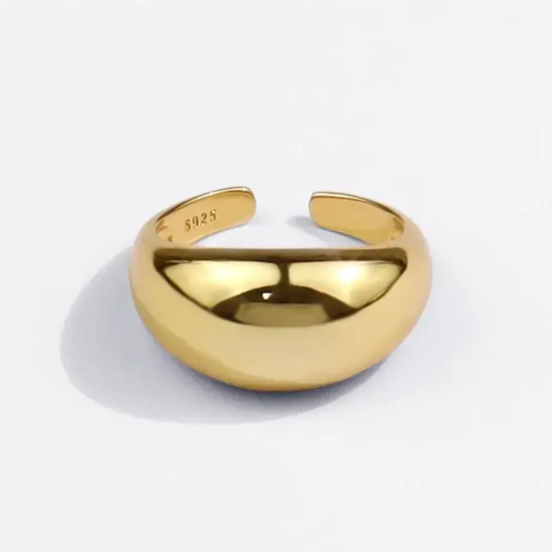 Silver Color Smooth Simple Elliptical shape Ring for Women Men Personality Wide Face Rings Jewelry