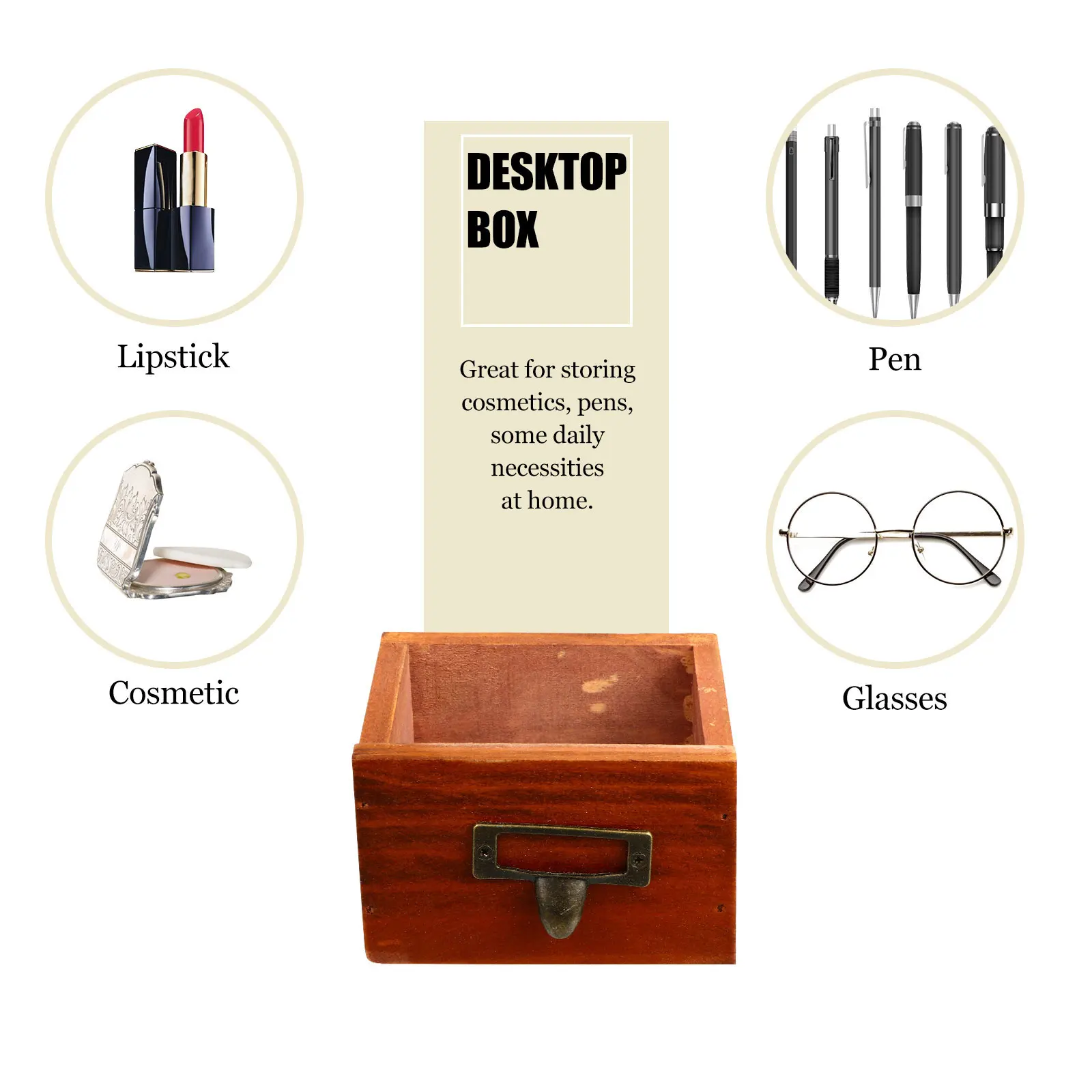 Wood Storage Box Multi Functional With Compartments Desk Accessories Home