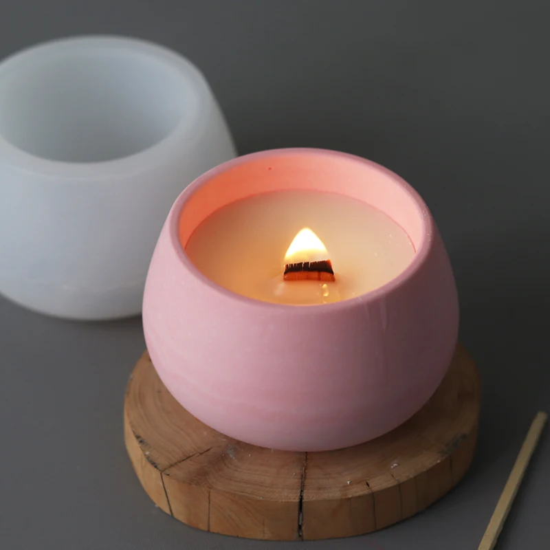 Round Gypsum Flower Pot Mold DIY Concrete Cement Candle Jar Silicone Molds Epoxy Resin Storage Box Handicraft Mould Home Decor