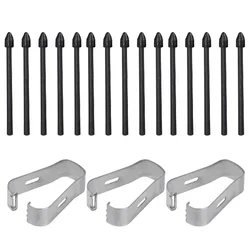 Premium Touch Stylus Replacement Nibs with Clip for Tablets and Smartphones (Black 15PCS)