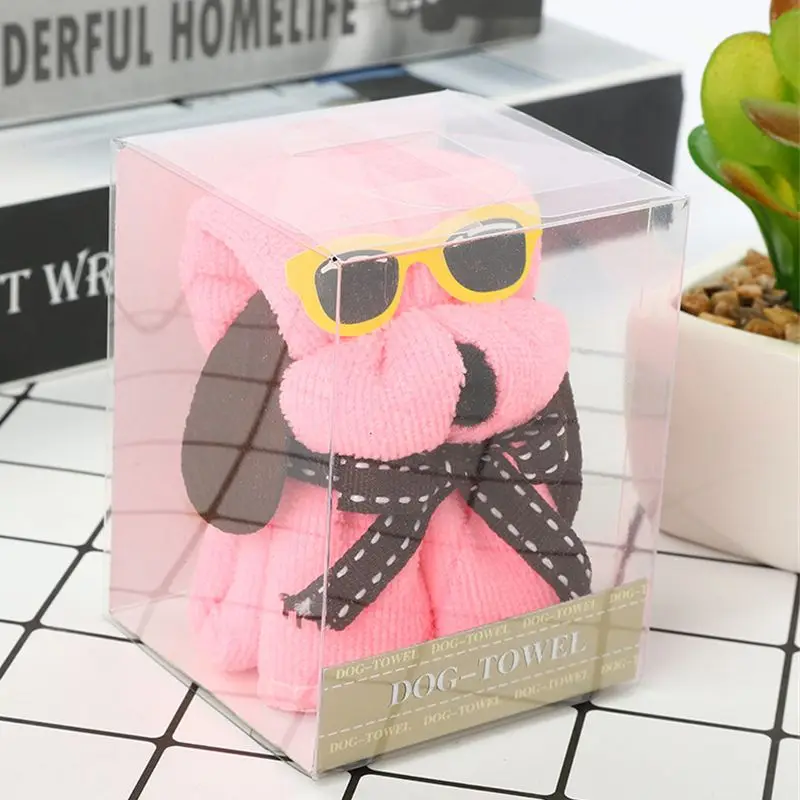 1Pc Cute Dog Cake Shape & Sun Glasses Superfine Fiber Towel, Mother's Day Children's Day Wedding Gifts, Friend Birthday Present 3