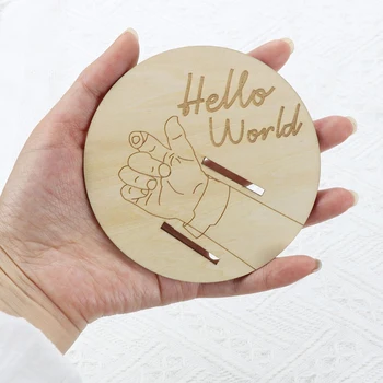 Supporto per bracciale per ospedale per neonati tavola per annunci di nascita per neonati in legno ciao mondo segno di annuncio per bambini ricordo per i nuovi genitori 1