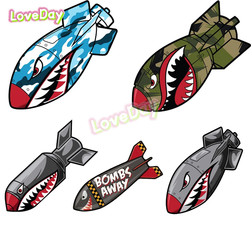 

Funny Bomb Flying Tiger Shark’s Car Stickers Windshield Bumper Vinyl Auto Motorcycle Trunk Decorative Decals Left and Right DIY