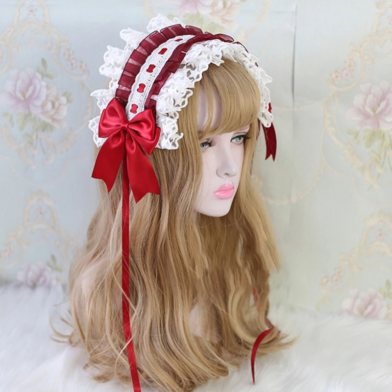 

Star Lace Headband Maid Ruffled Headdress Ornaments Ribbon Bowknot Hairpin Vintage Cosplay Party Hair Accessories