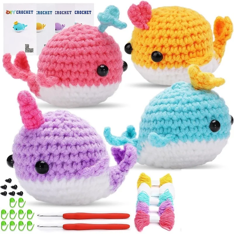 Whale Crochet Kit Beginner Crochet Kit Starter Stitch Marker Complete Set 2/3/4Pcs crochet kit