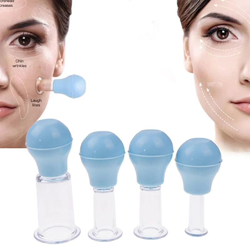 Vacuum Cupping Sets Facial Massage Cups Rubber Vacuum Cupping Skin Lifting Anti Cellulite Massager 4 Pcs/set