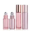 5X 5ml 10ml Rose Pink Color Thick Glass Roll On Essential Oil Empty Perfume Bottle Roller Ball Bottle For Travel Bottle Jars 2