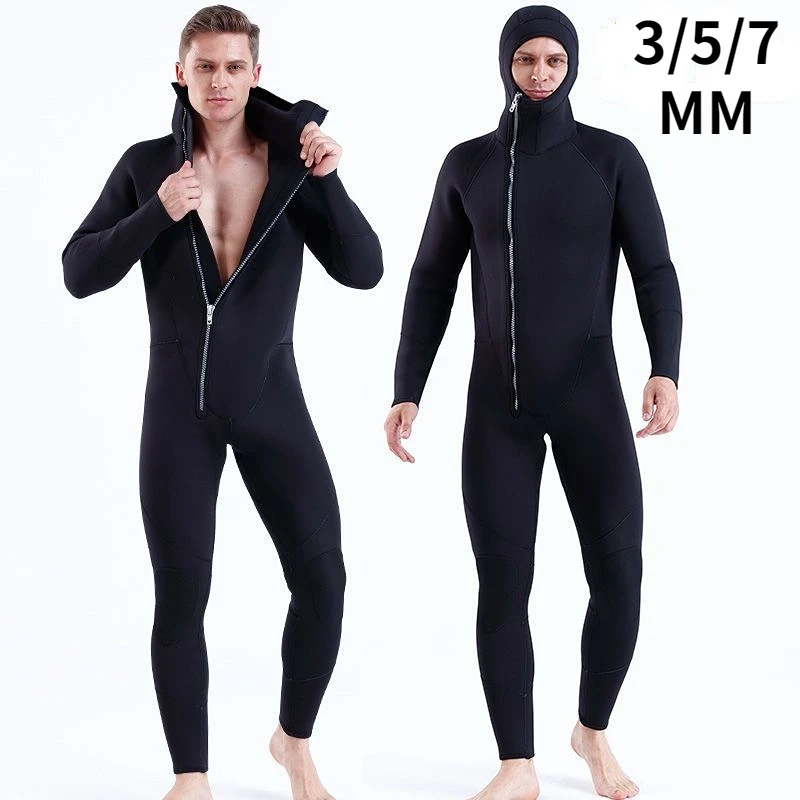 

3/5/7mm Men Wetsuit Keep Warm Spearfishing Neoprene Hooded Long Sleeve Scuba Triathlon Surf Snorkeling Swim Hunting Diving Suit