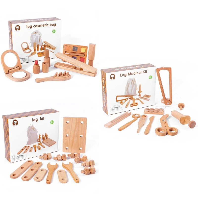 

Children Carpenter Repairing Tool Set/Cosmetic Case/Medical Kits Wooden Early Learning Toy Kids Pretend Activity Gift Dropship