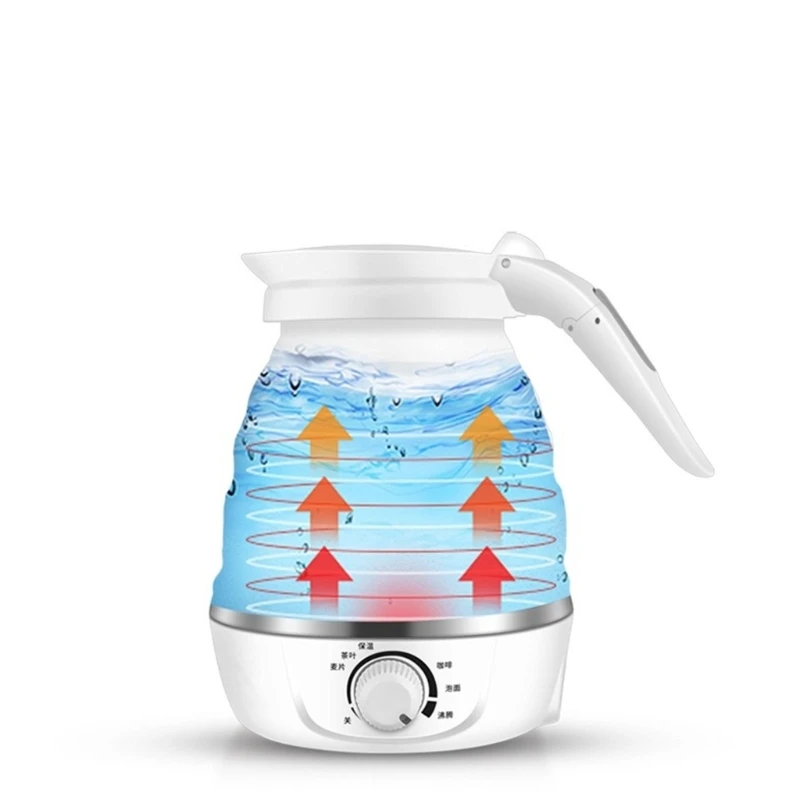 

Travel Kettle Foldable Mini Camping Kettle Silicone Electric Water Boiler Collapsible Kettle with Separable Power Cord 517C