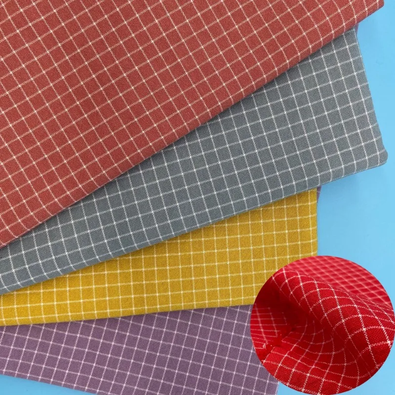 Cotton Yarn Dyed Checkered Fabric Spring Summer Dress Material Breathable Wash Cloth Mask Textile Soft Eco Friendly in Stock